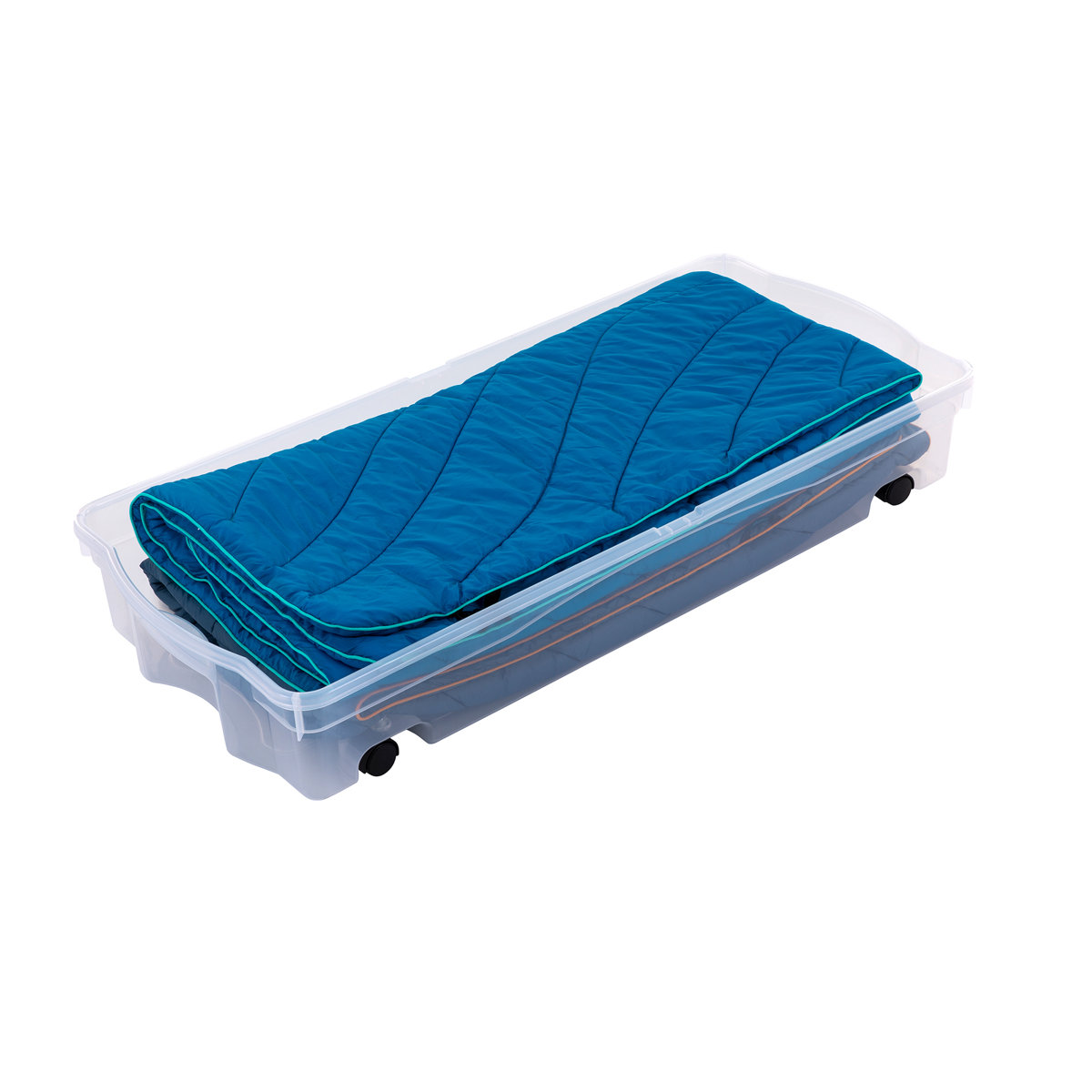 Under Bed Wheeled Storage Box, 2-Pack, Plastic Containers With Dual-Hinged Lids And Sturdy Wheels, Visible Organization For Tight Spaces